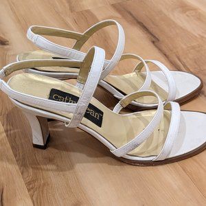 Vintage Cathy Jean white strappy heels